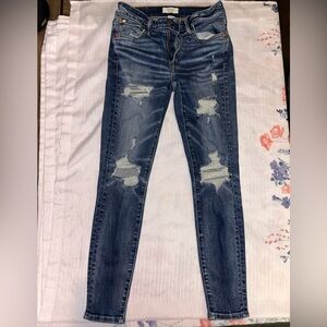 American Eagle Outfitters Ripped Dark Blue Skinny Jeans